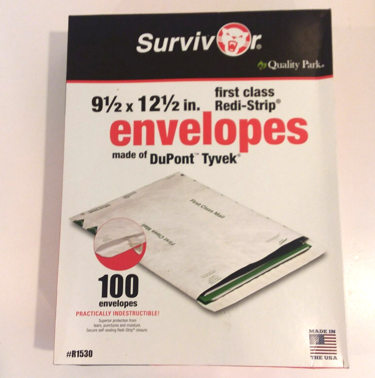 Box of 100 Survivor R1530 Tyvek USPS First Class Mailer 9.5″ x 12.5″ White NEW