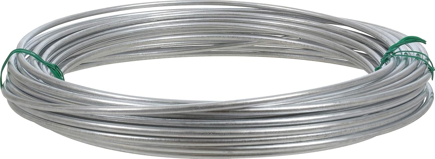 Galvanized Steel Solid Wire 9 Gauge 50ft Silver, Heavy Duty for DIY and Fencing