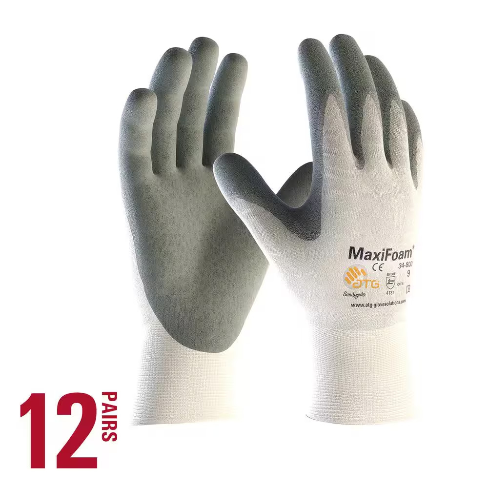 Maxi Foam Premium Unisex X-Large White Nitrile-Coated Grip Abrasion Resistant Ou