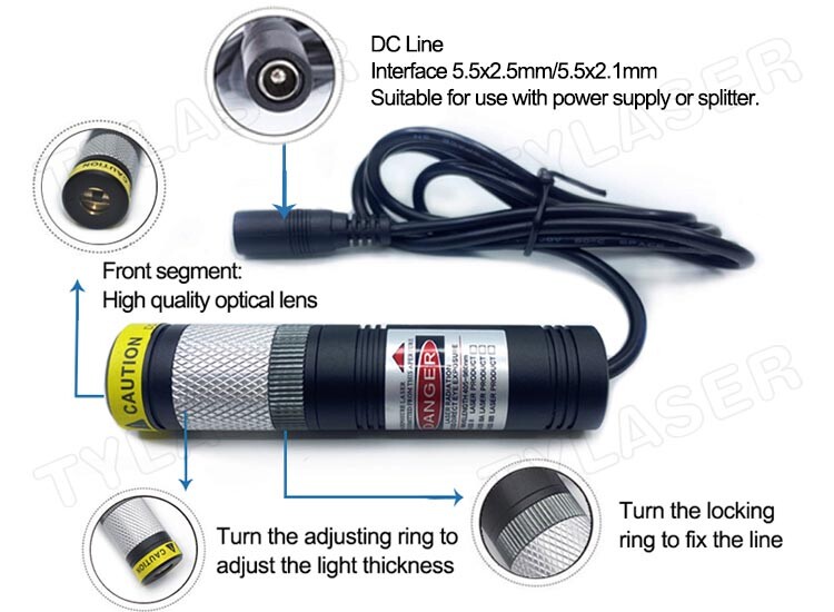Waterproof D20x90mm Focusable 520nm Green Line Laser Module with Adapter&Bracket