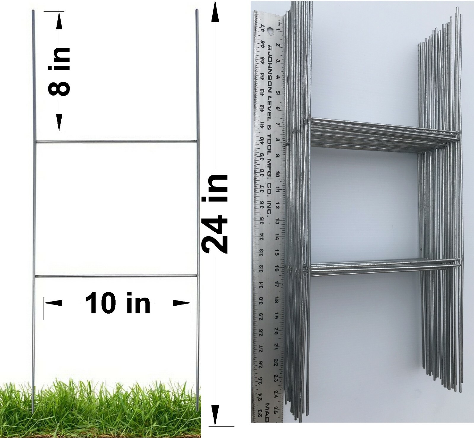 50 Metal Stakes 24» H-FRAME Wire Step Stakes 10×24 in x 9 Gauge Galvanized Wire