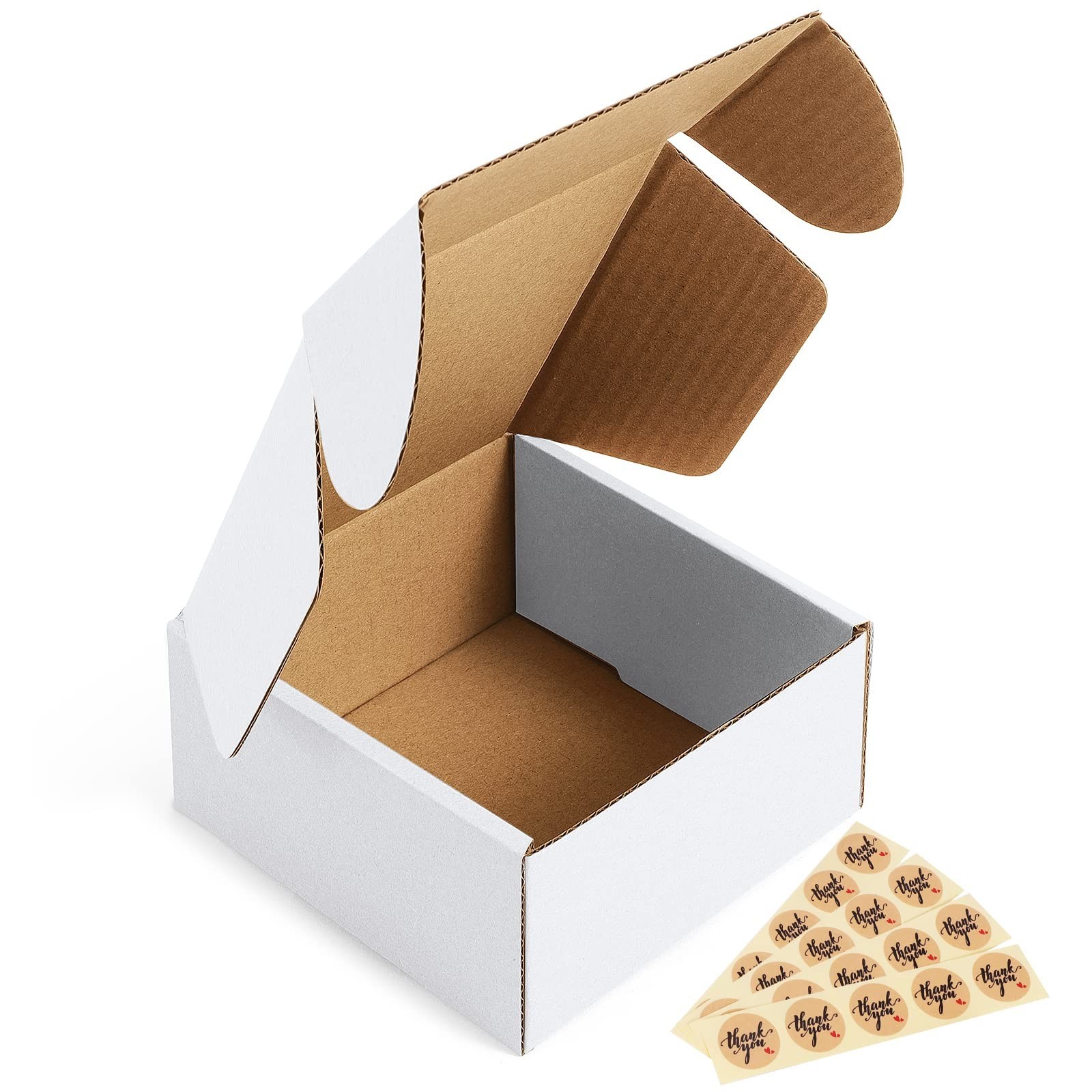 4X4X2″ Corrugated Box Mailers 50 Pack White Cardboard Small Shipping Boxes