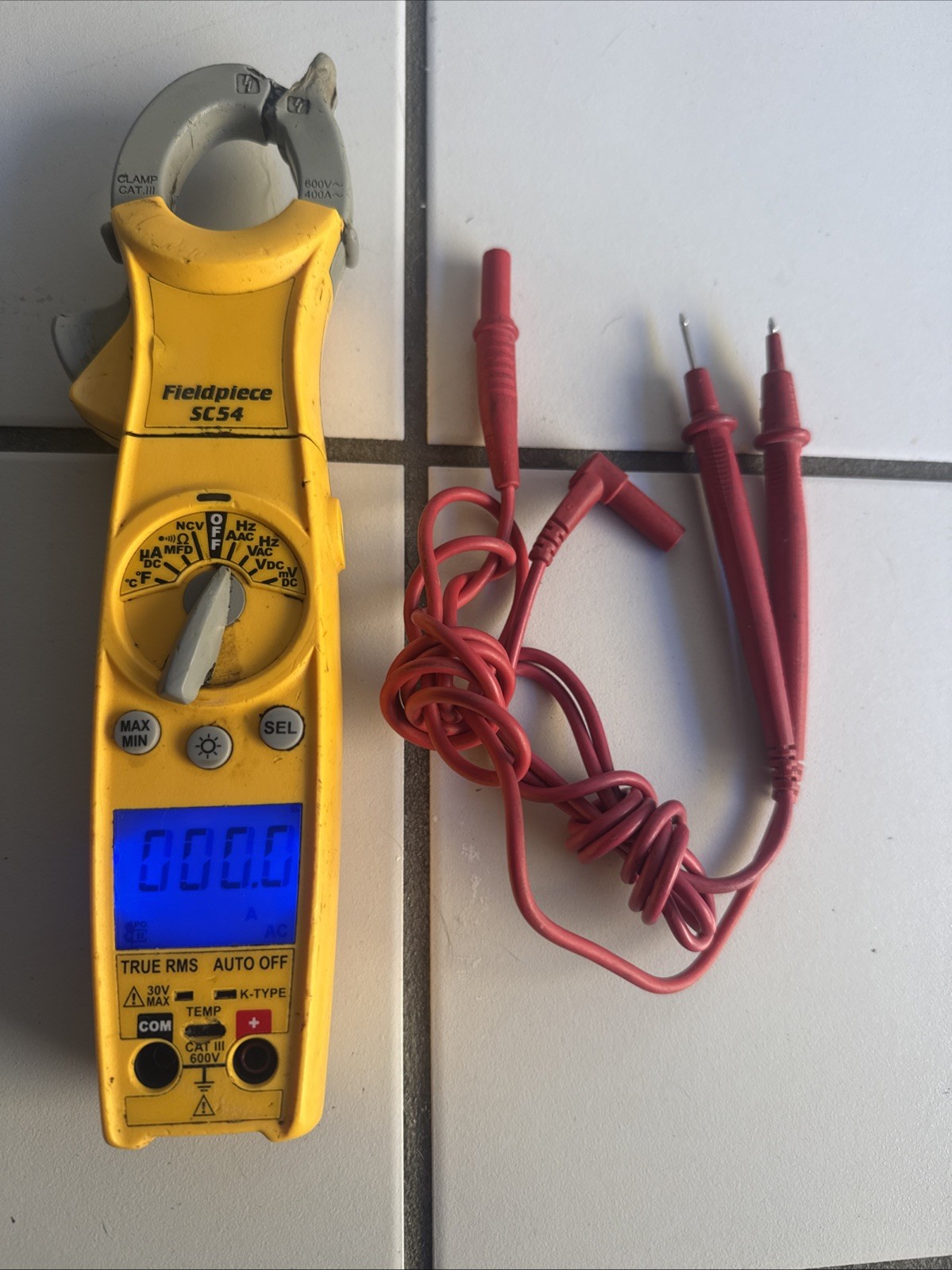 Fieldpiece SC54 TRUE RMS Clamp meter 600V 400A CAT III Temp Type K Works Leads
