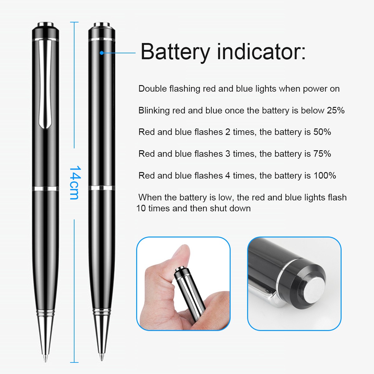 Digital Voice Activated Recorder Mini Audio Recording Pen Player Device 32GB -US