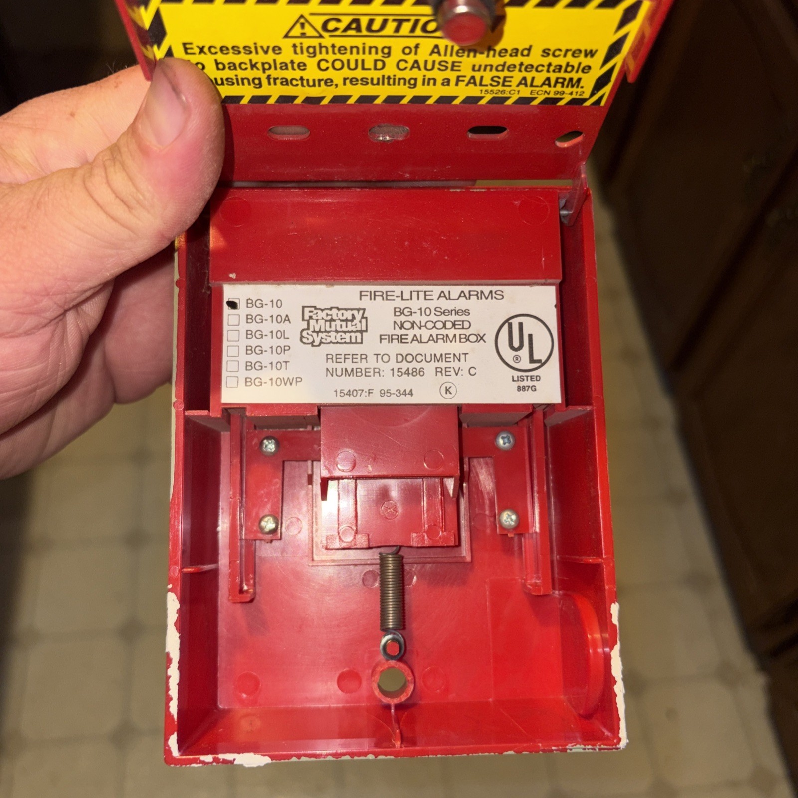 Fire-Lite Bg-10 Rev. F Manual Pull Station Fire Alarm 3 Amps 30 Volts TESTED