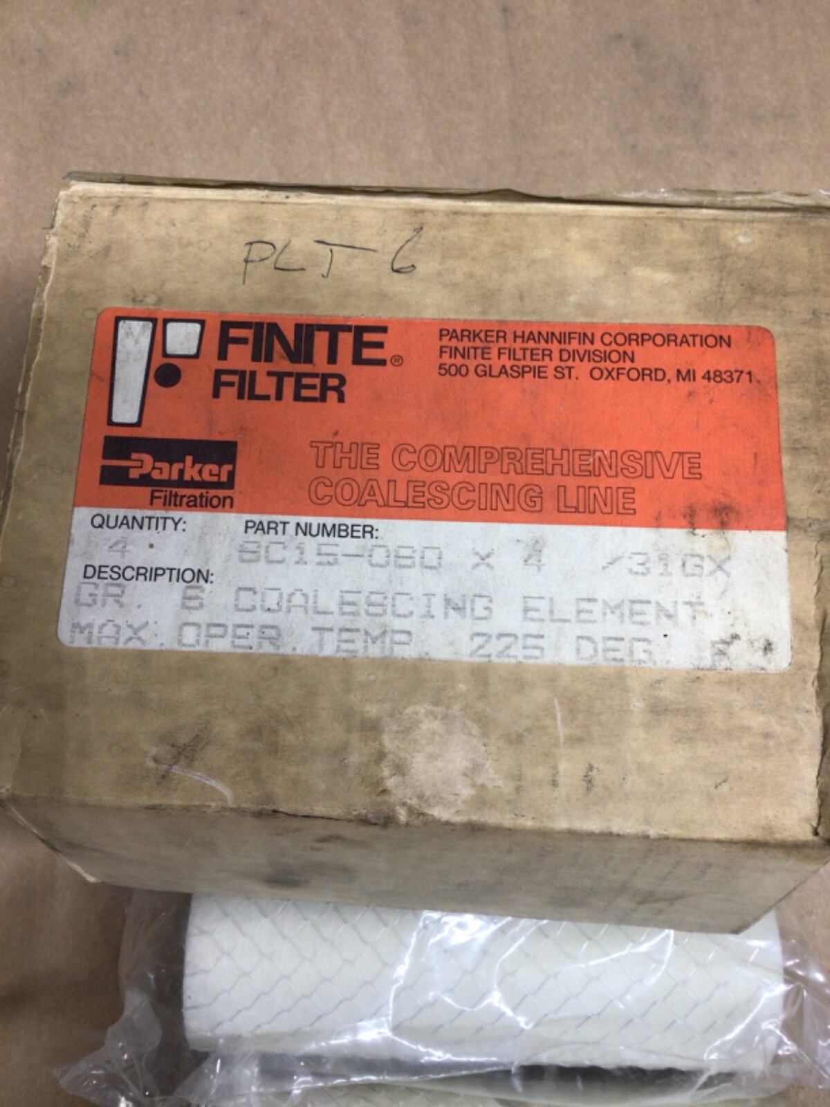Box of 2 – Parker 8015-080X4 /31GX TEMP 225 Finite Filters #4003F262