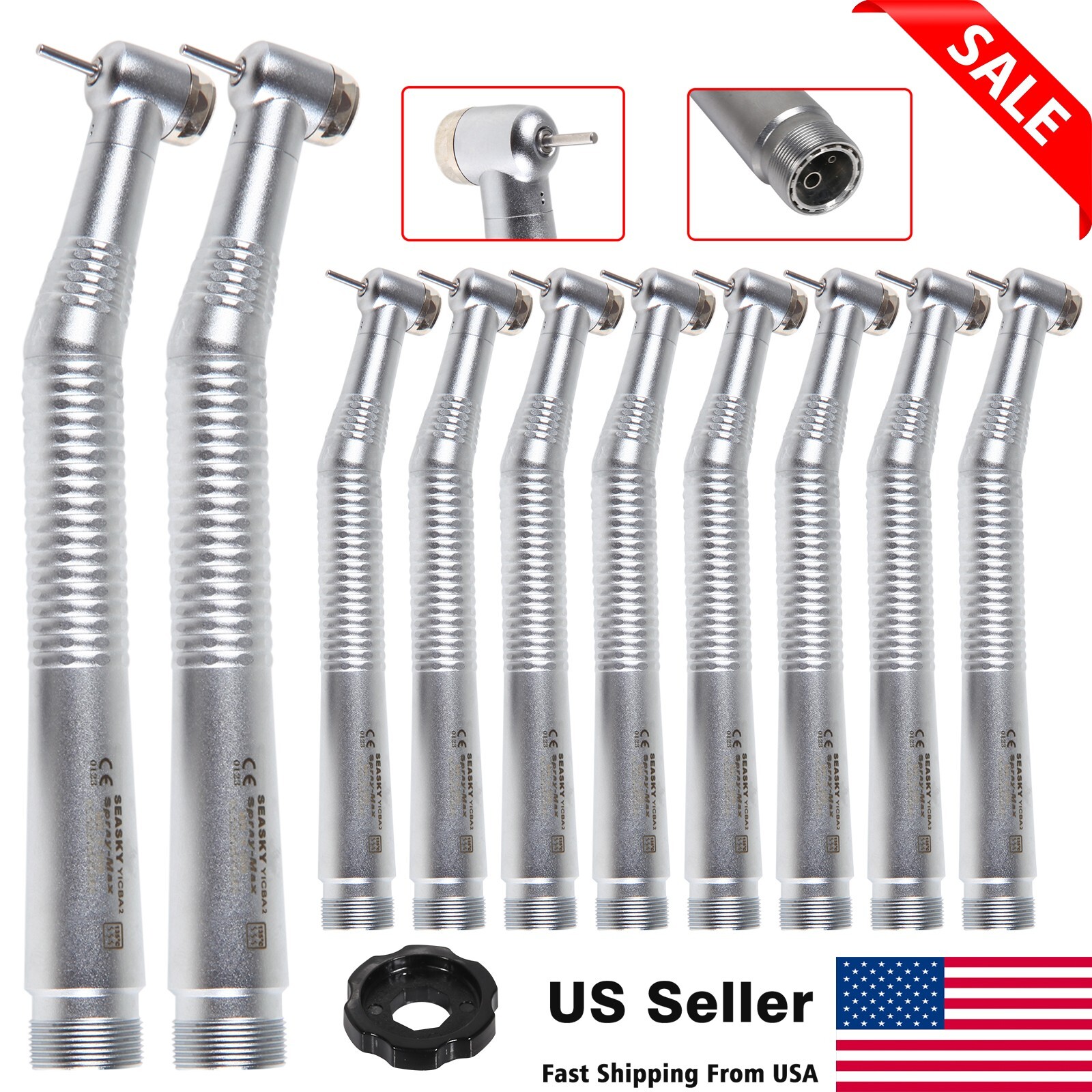 10 Pcs NSK Style Dental High Speed Push Button Turbine Handpiece 2 Hole Y1BA2
