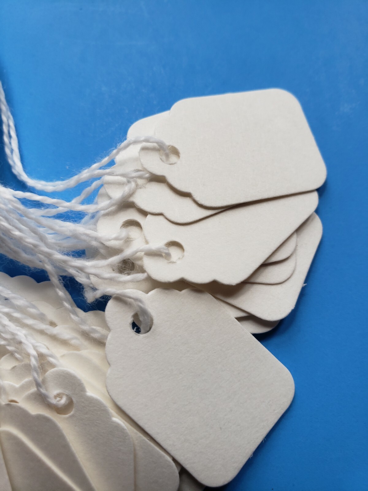 White Merchandise Price Tags w/ String Retail Jewelry Strung Blank Large Small