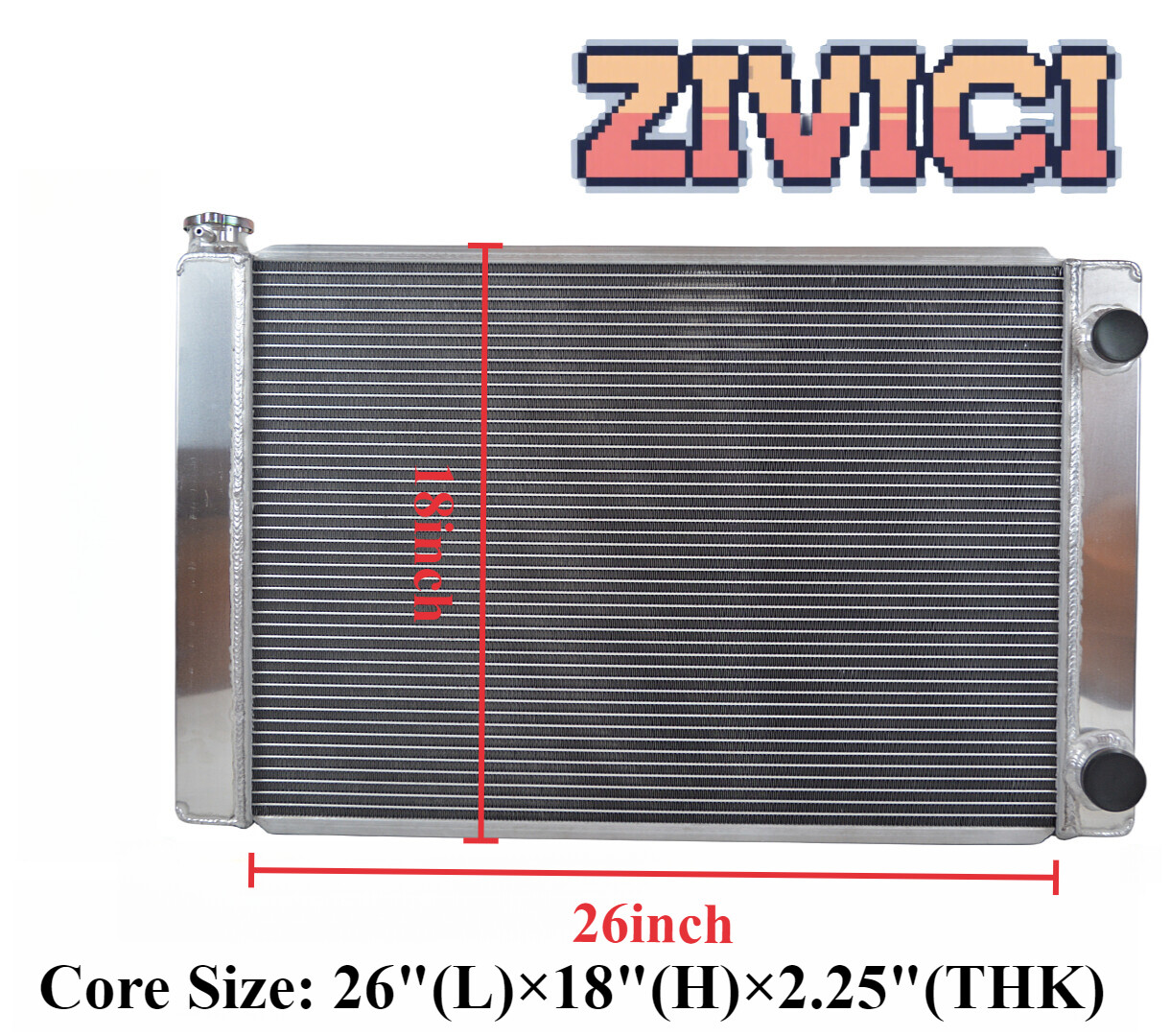 3-Rows Radiator Universal Double Pass Core Size: 26″(L)x18″(H)x2.25″(THK)