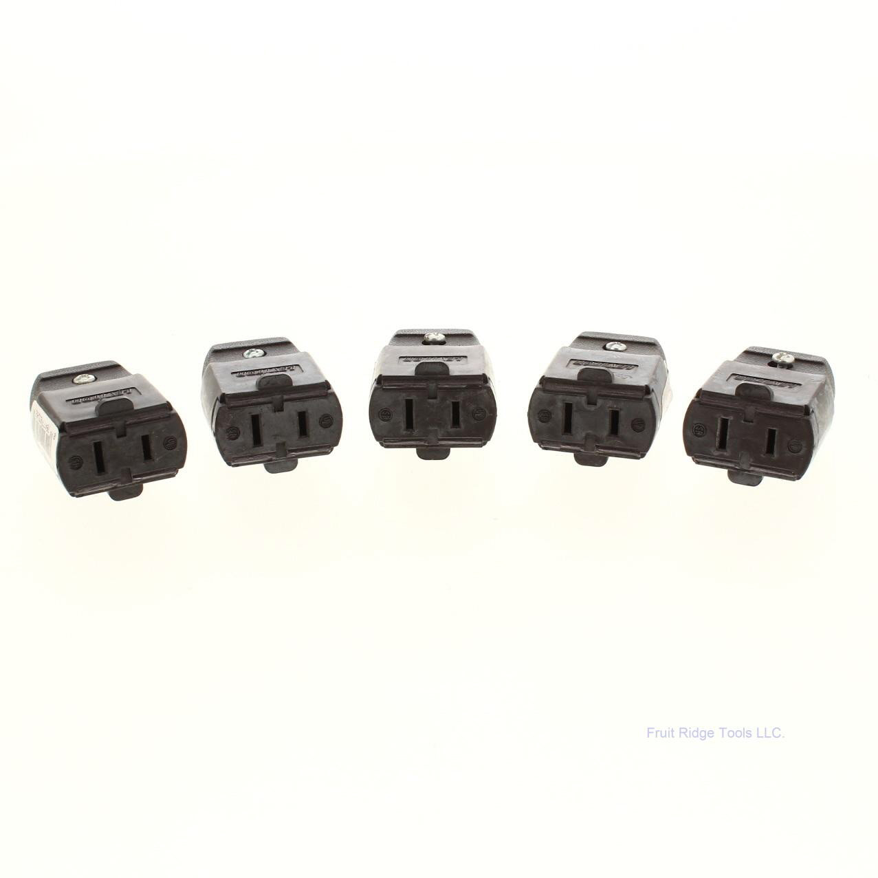5 Leviton Brown 1-15 Straight Blade Connector Plugs NEMA 1-15R 15A 125V 102-P