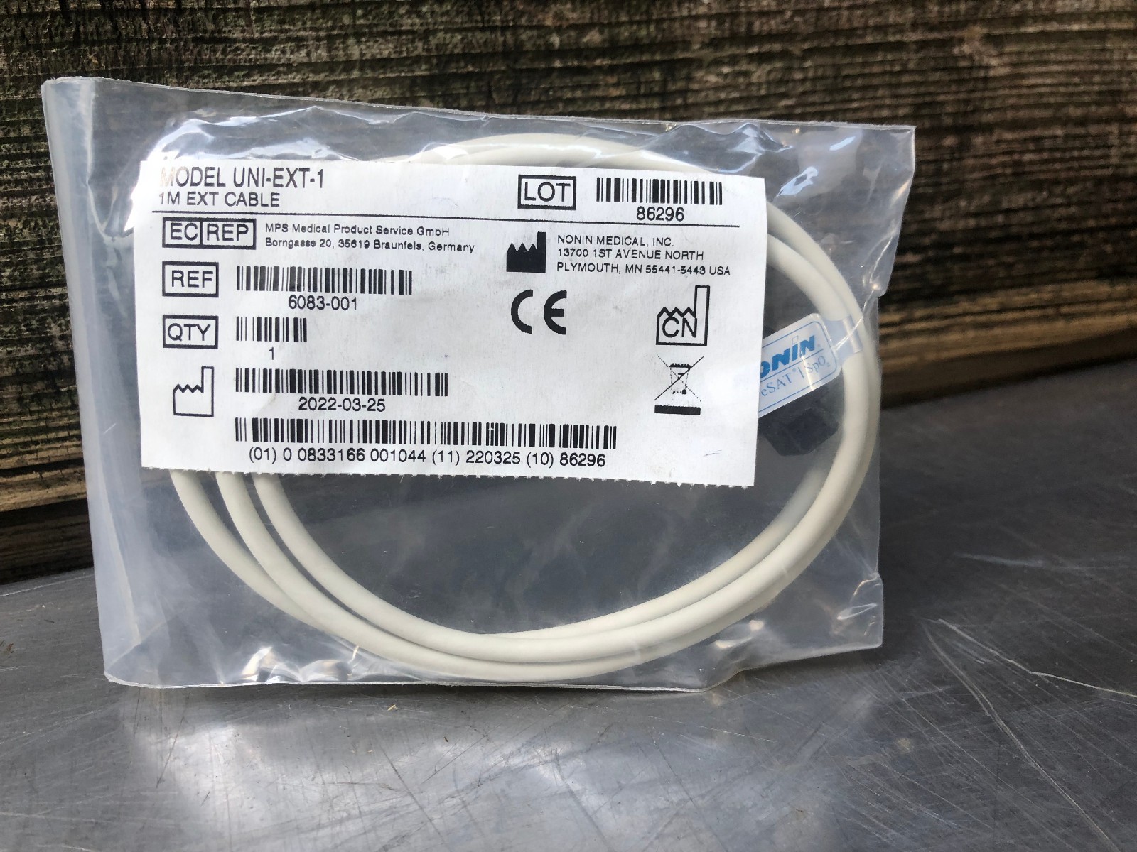 NOS Nonin Universal 3ft/1M SpO2 Oximeter Sensor Extension Cable PN: 6083-001