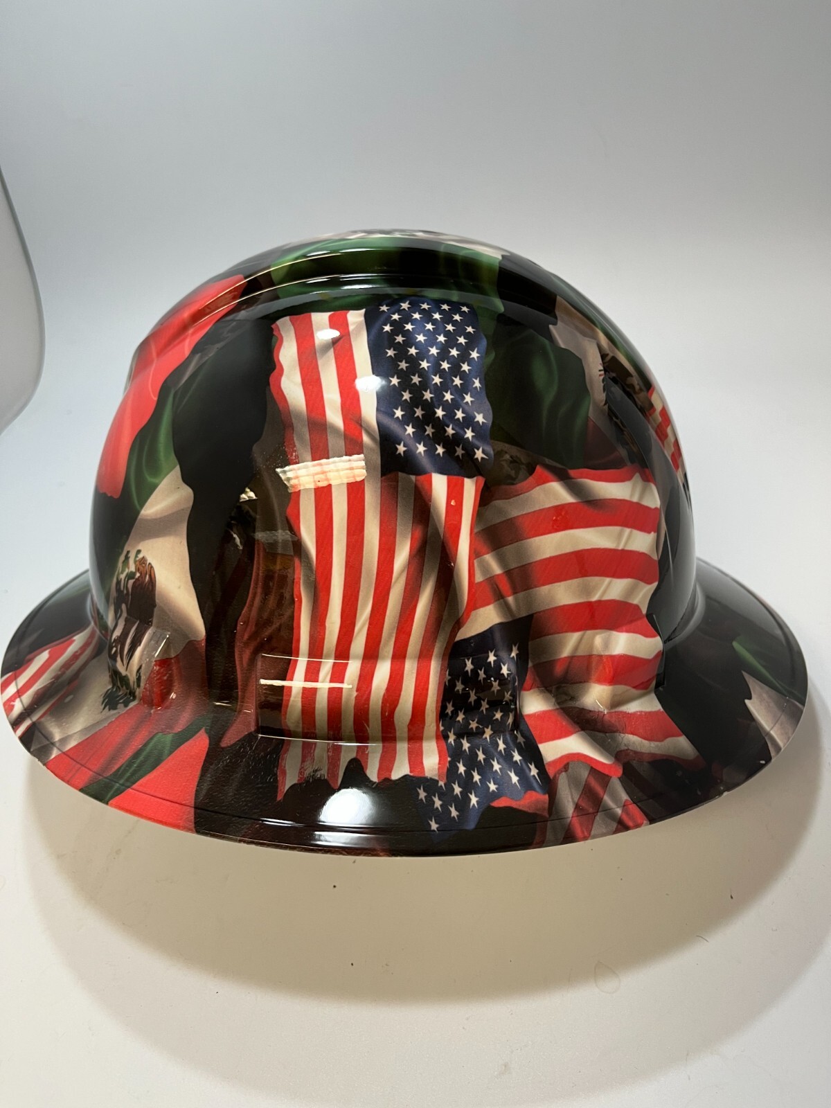 New Full Brim Hard Hat Custom Hydro Dipped MEXICO AMERICAN FLAG
