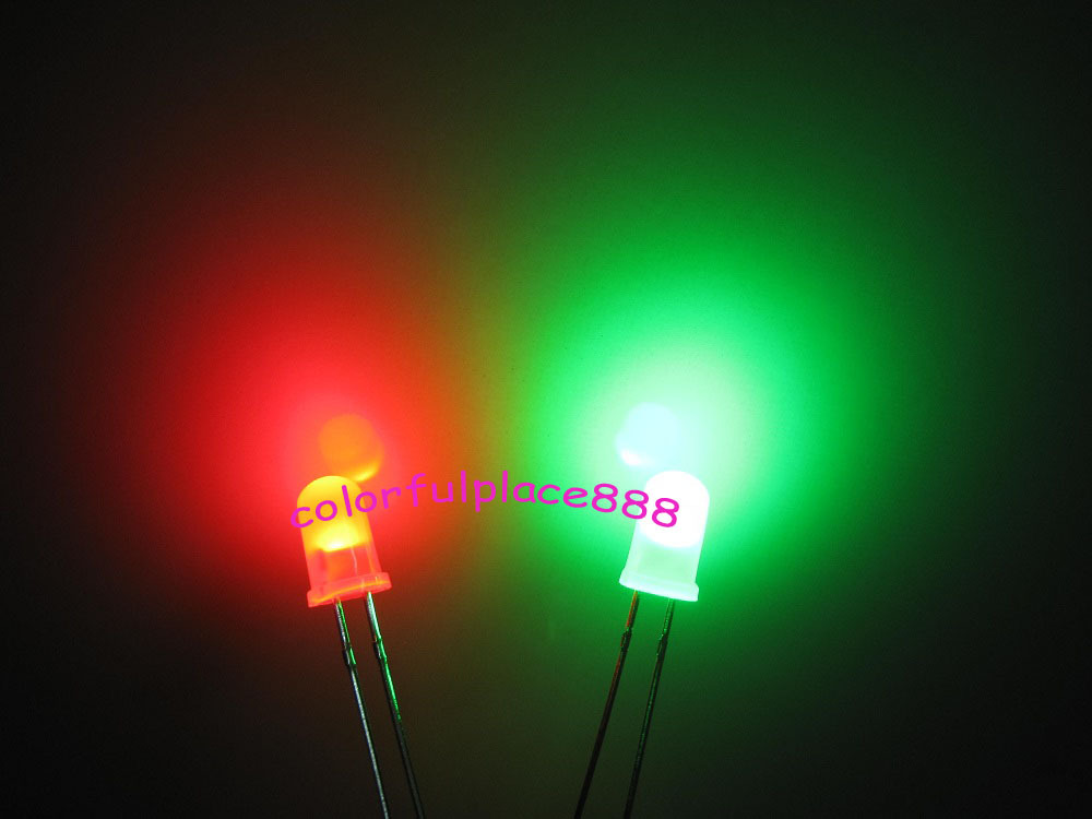 100pcs, 5mm Dual Bi Color Polar Changing Red/Green Led Diffused Leds Light Lamp