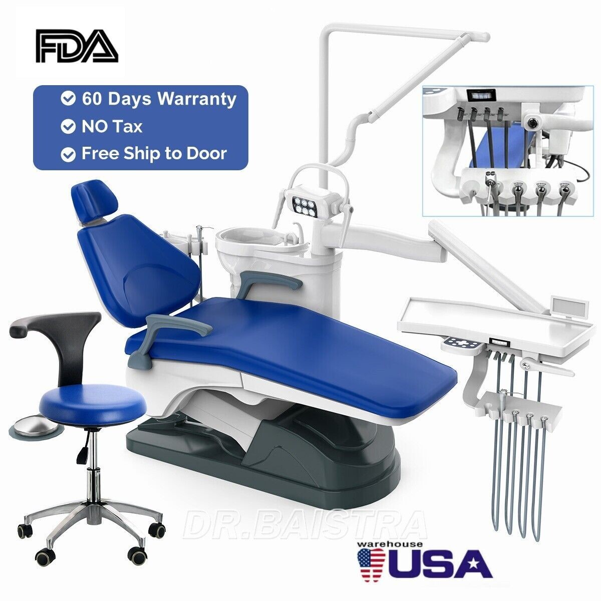 FDA Dental Unit Chair Computer Controlled DC Motor PU Hard Leather Big Sale