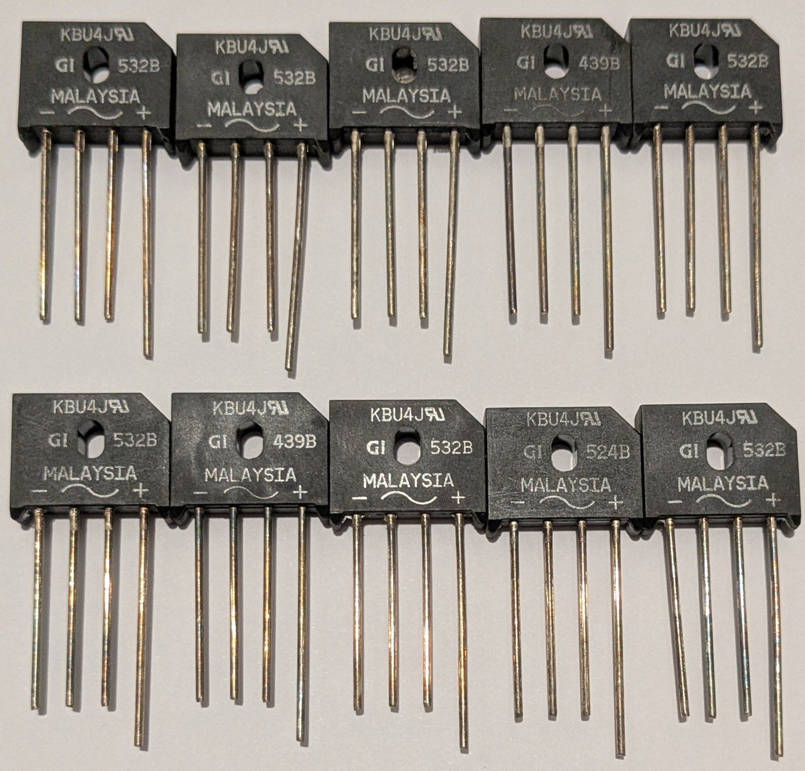 10 X 4 Amp 600 Volt Low Profile Bridge Rectifier – 600V 4A Inline Compact Diodes