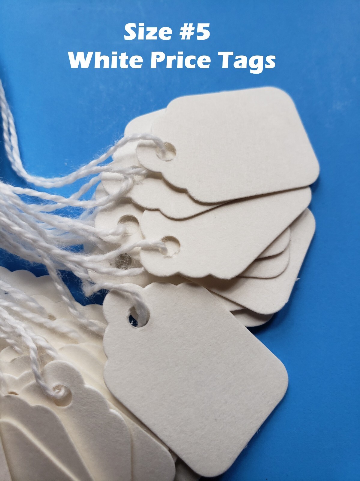 Blank White Price Tags Size #5 String Strung Jewelry Merchandise 1 1/8″ x 1 3/4″