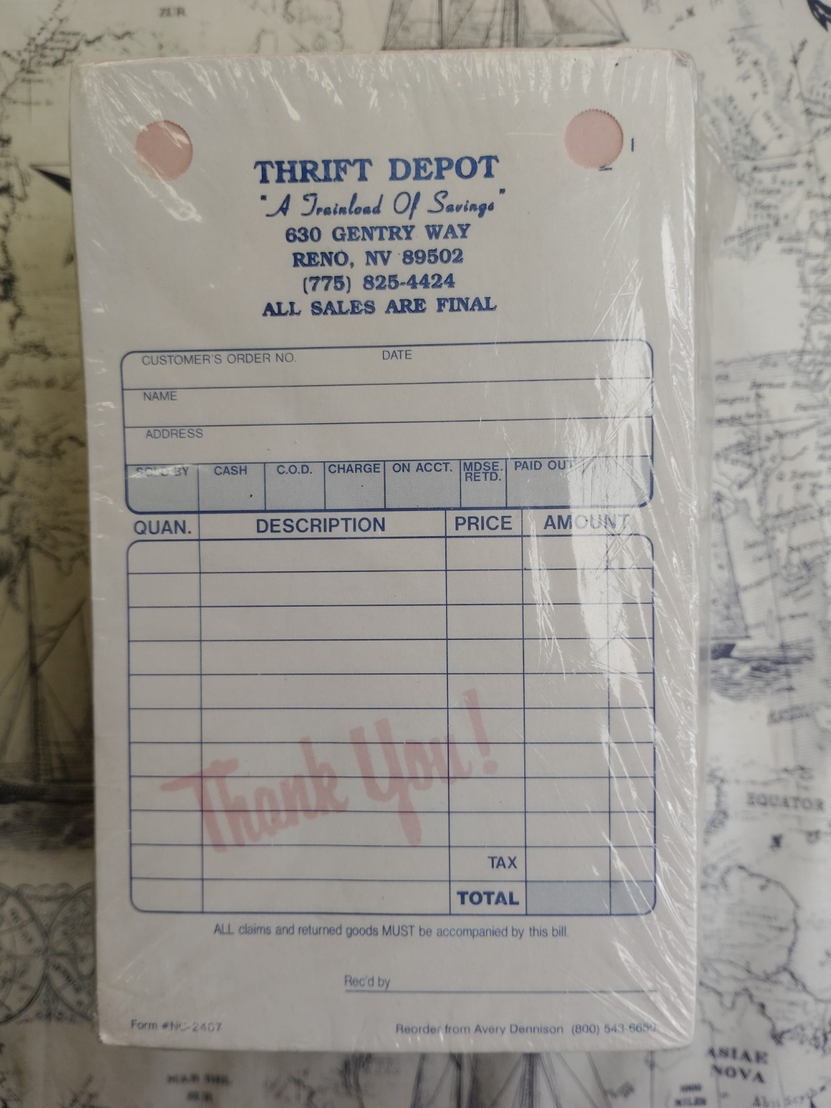 Block of Vintage Avery Dennison NC-2407 Sales Register Forms – New/Sealed