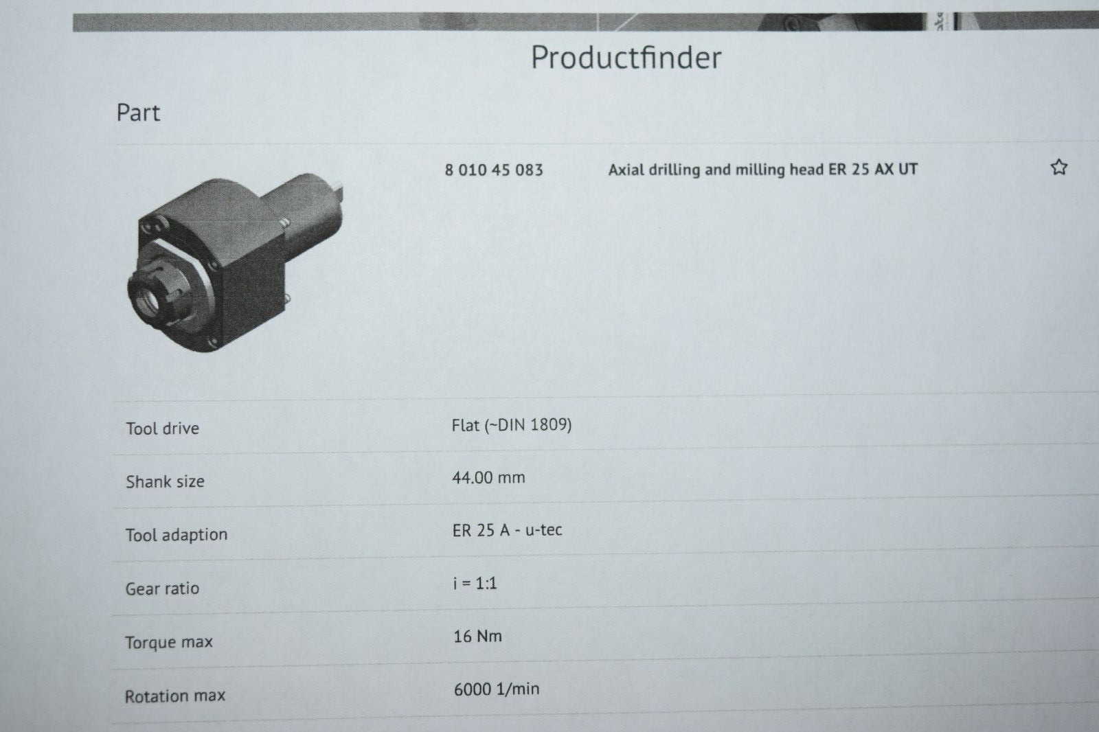 Heimatec 801045083 Axial Drilling Milling Head Live Tool Holder 55mm x 40mm