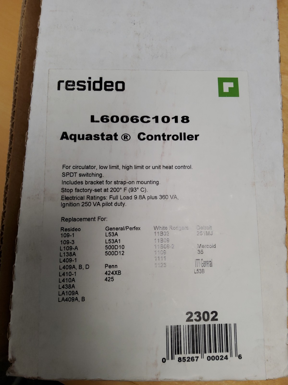 Honeywell L6006C1018 Aquastat Controller