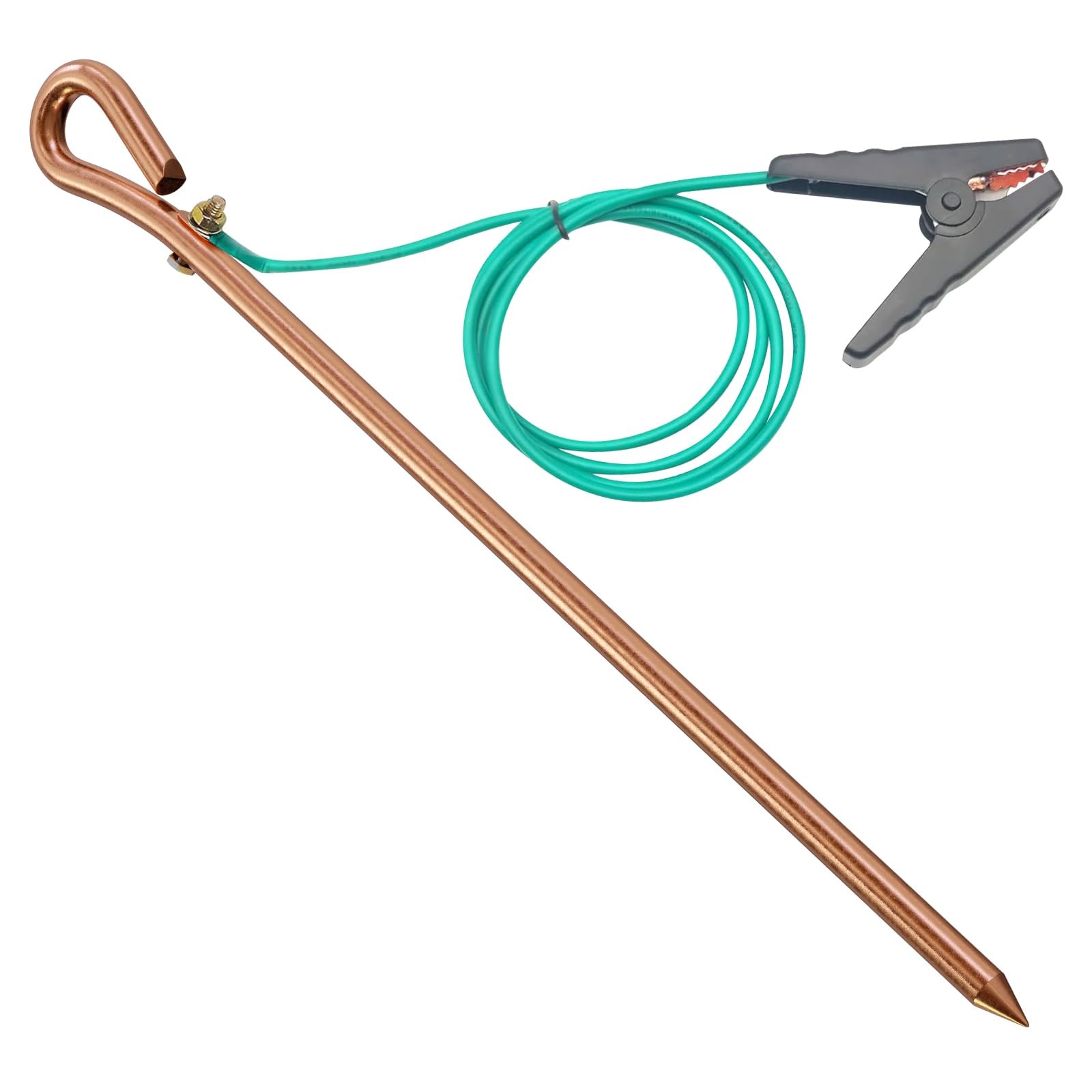Portable Copper Ground Rod with 4ft Grounding Wire Clip UL Listed