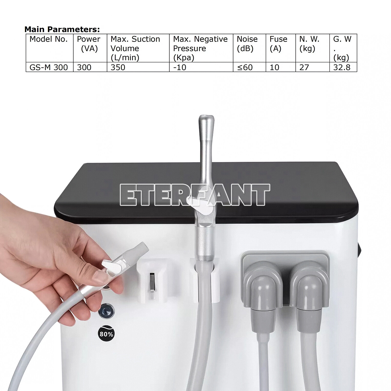 ETERFANT Dental Mobile Suction System High Volume/Vacuum Phlegm Suction Unit