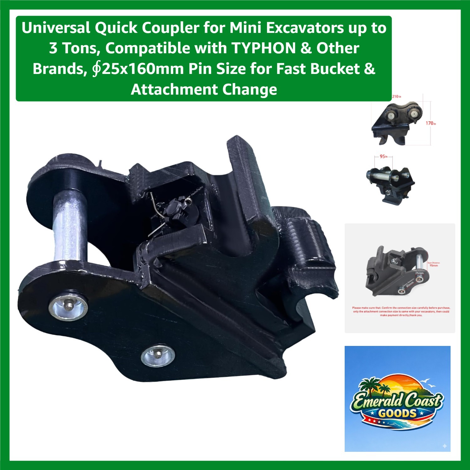 Lightweight Quick Hitch for Mini Excavators – Compatible with TYPHON & Others