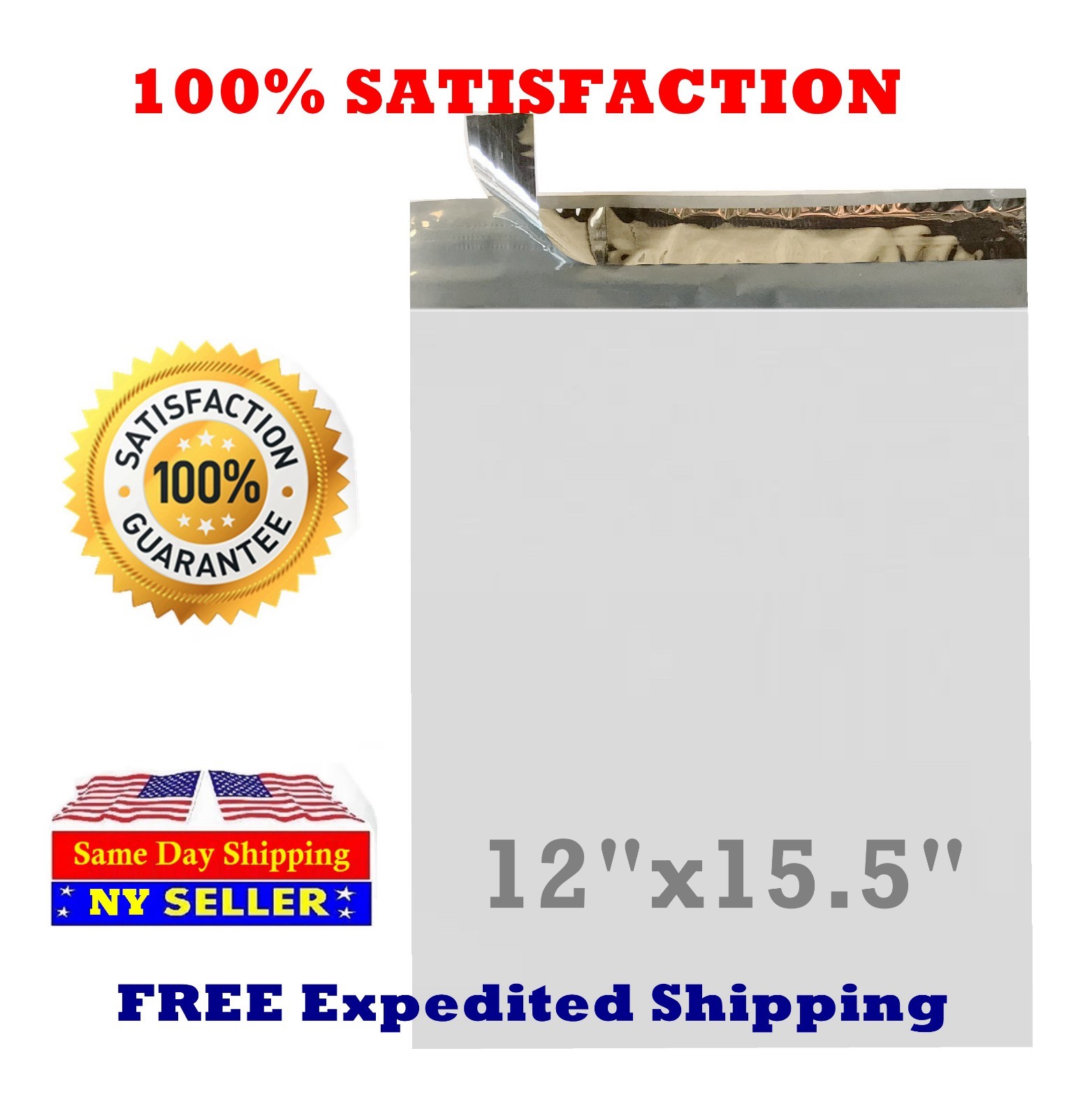 200 12X15.5 White Poly Mailer Self Sealing Shipping Envelopes Bags 12”X15.5” #5