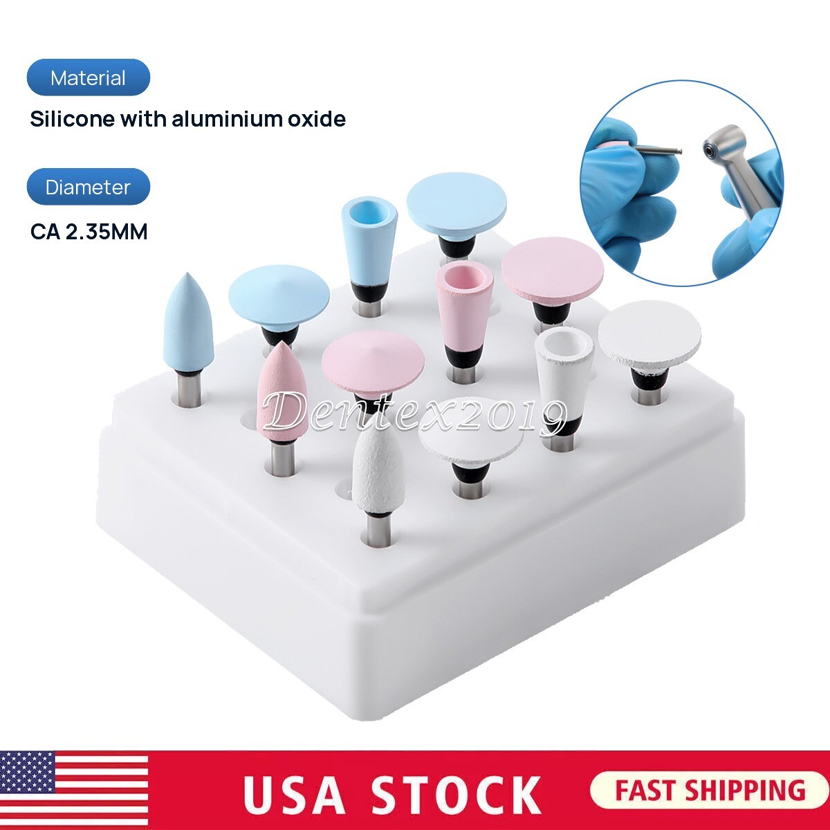 Dental Composite Polishing Kit RA Burs Silicone Polisher 2.35mm fit Contra Angle