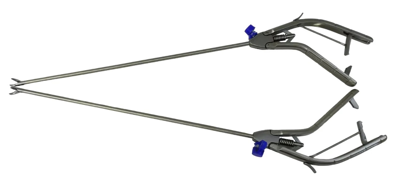 2PCS Laparoscopic Needle Holder Curved Right And Left Jaw 5mm SS Instruments CE