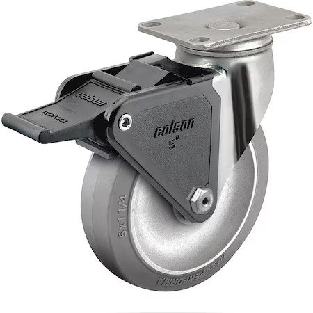 Colson 2.04456.444 Brk2 4″ X 1-1/4″ Non-Marking Rubber Performa (Flat) Swivel