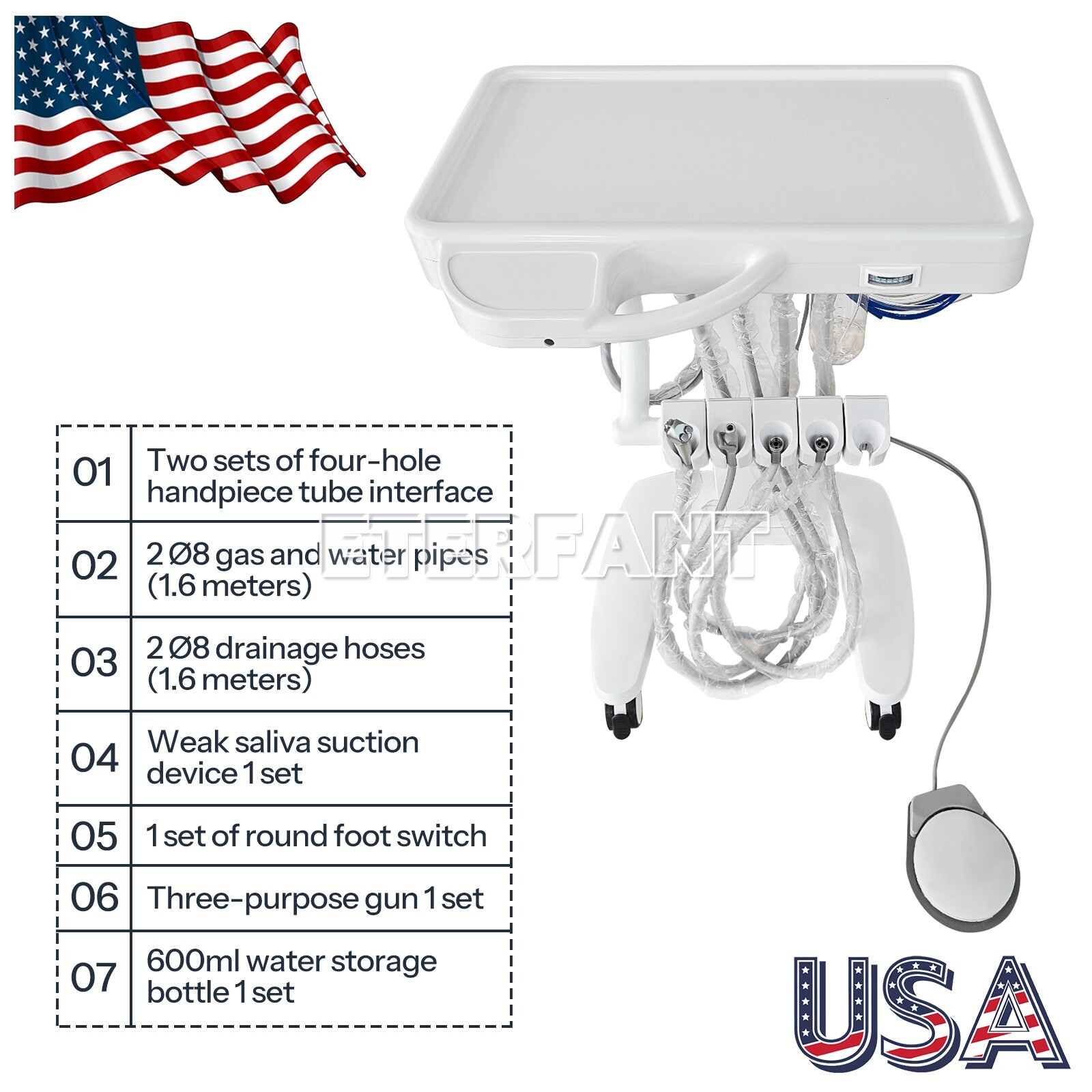Dental Delivery Unit System Cart Treatment 4H/Wall Hanging Turbine Unit 4H US