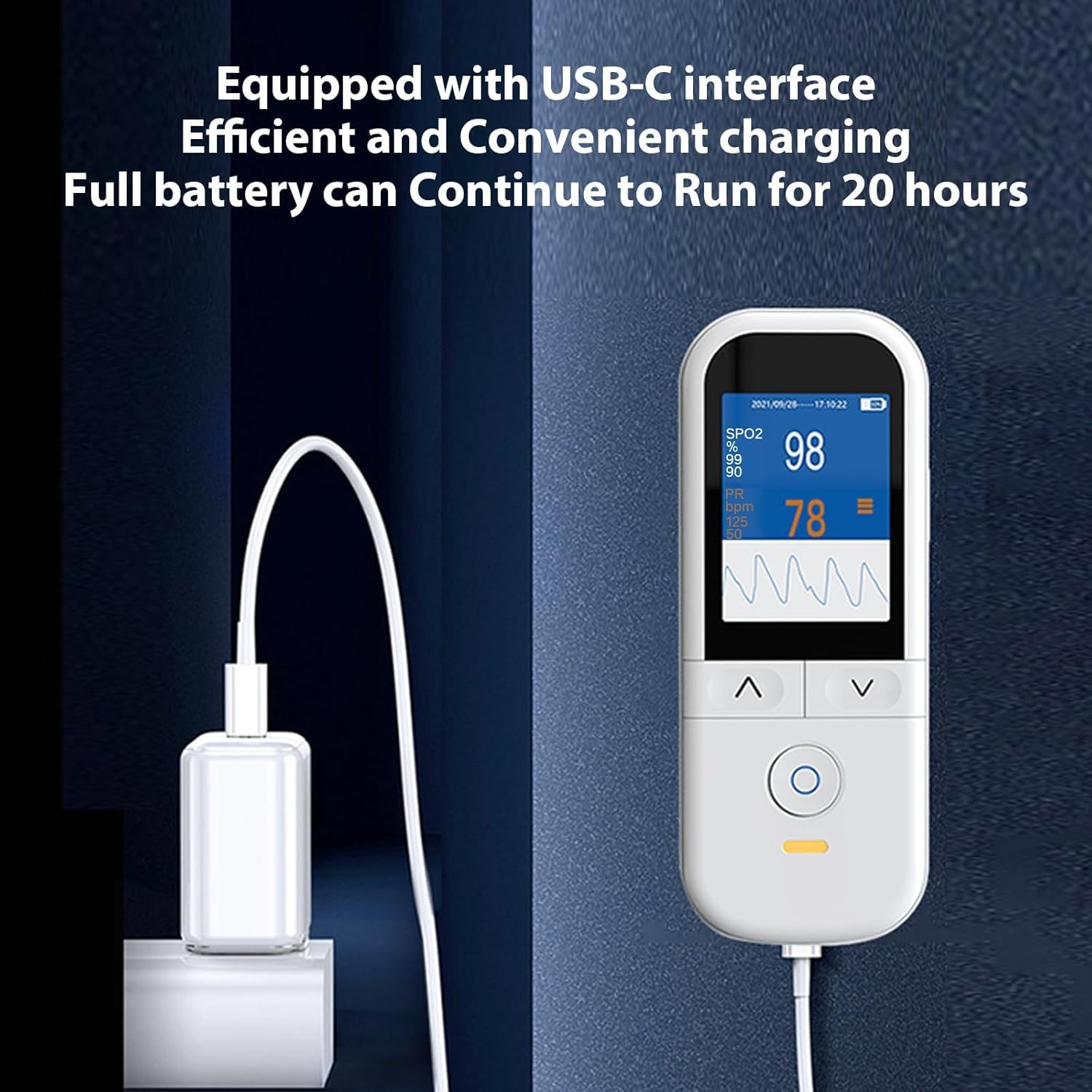 Handheld Pediatric Pulse Oximeter SpO2 Fingertip Probe Heart Rate Monitor Alarm