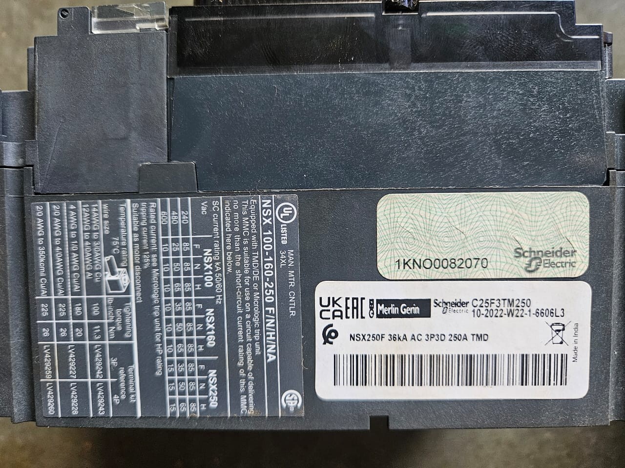 C25F3TM250 Circuit Breaker Compact NSX US Free TAX