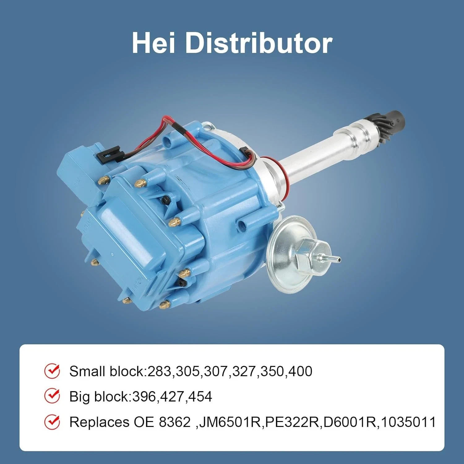 HEI Ignition Distributor with Blue Cap for Chevy GM Small Blocks 283 305 307 327