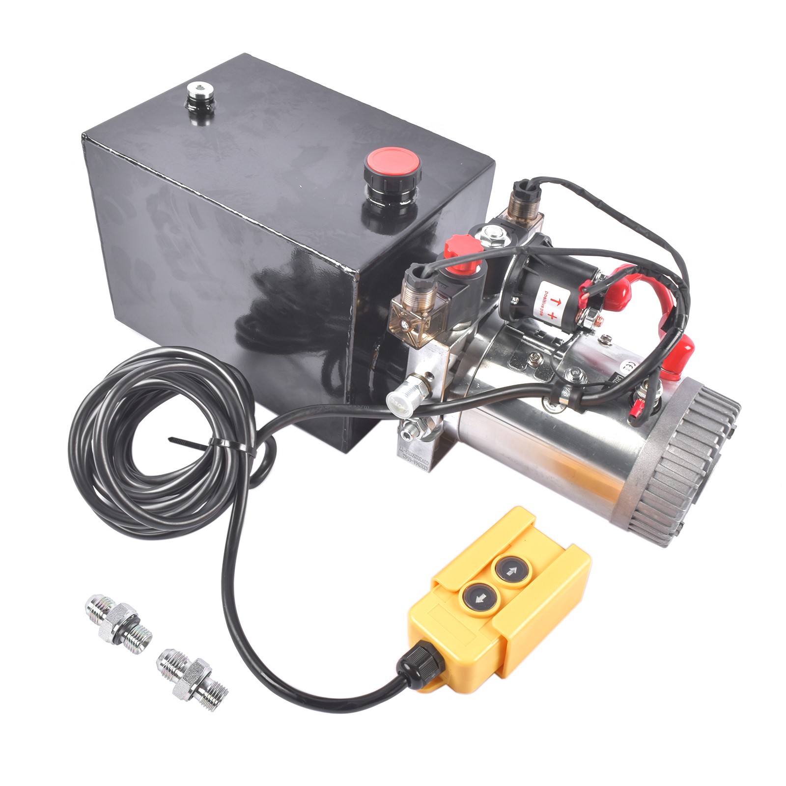 8 Quart/2 Gal Double Acting Hydraulic Pump Dump Trailer 12V DC 1.6kW Power Unit