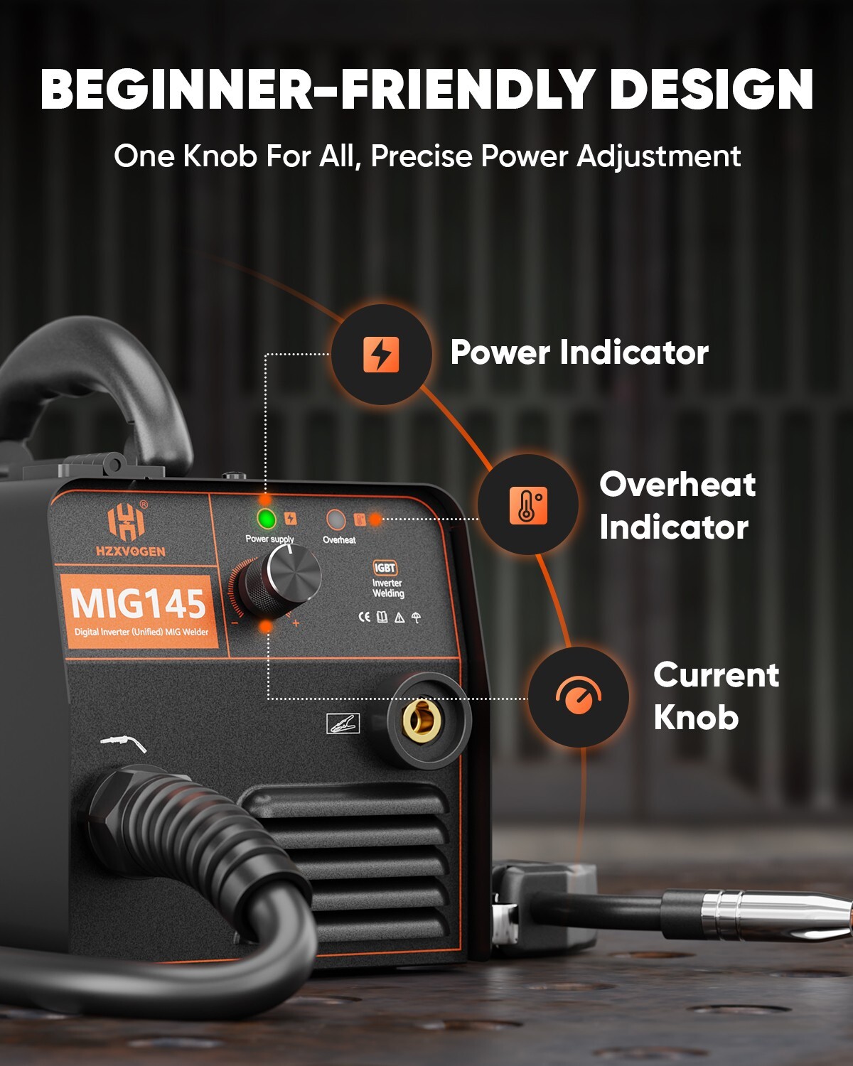 145A 110V 220V Gasless MIG Welder Dual Volt Flux Cored Wire IGBT Welding Machine