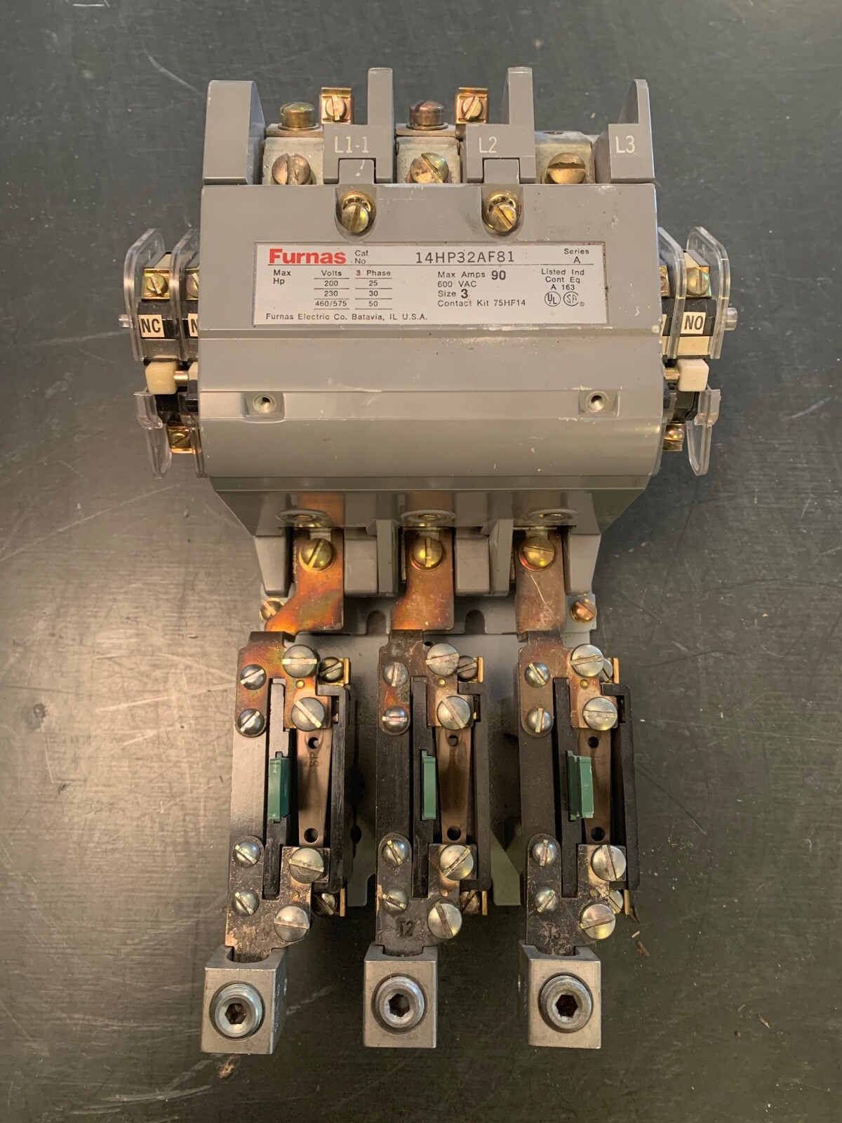 14HP32AF81 Furnas Size 3 Starter 120V Coil 75D73251F 2-NO, 2-NC