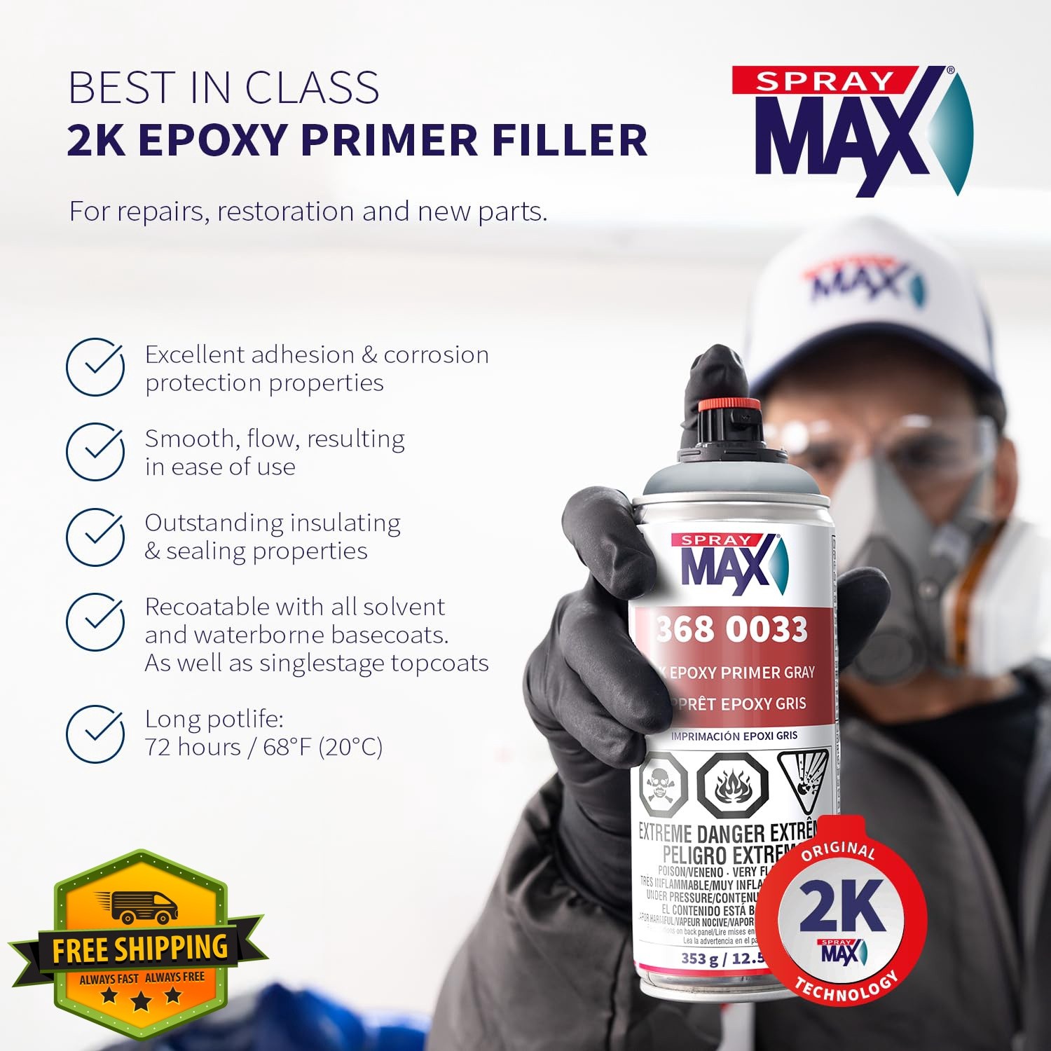 SprayMax 2K Epoxy Primer Gray 12.5 oz