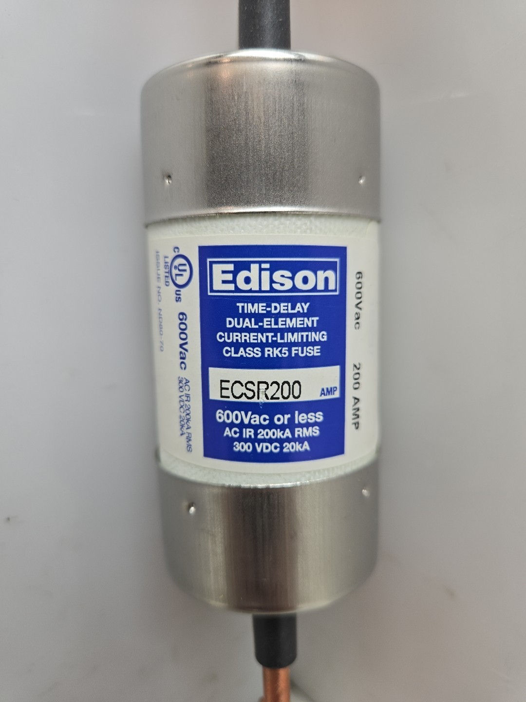 Edison ECSR200 Time-Delay Dual Element Industrial Fuse 200A 600Vac New
