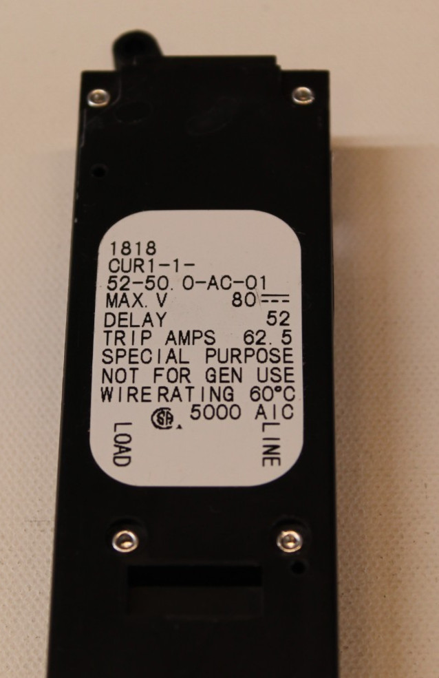Airpax 50 Amp Circuit Breaker CUR1-1-52-50.0-AC-01