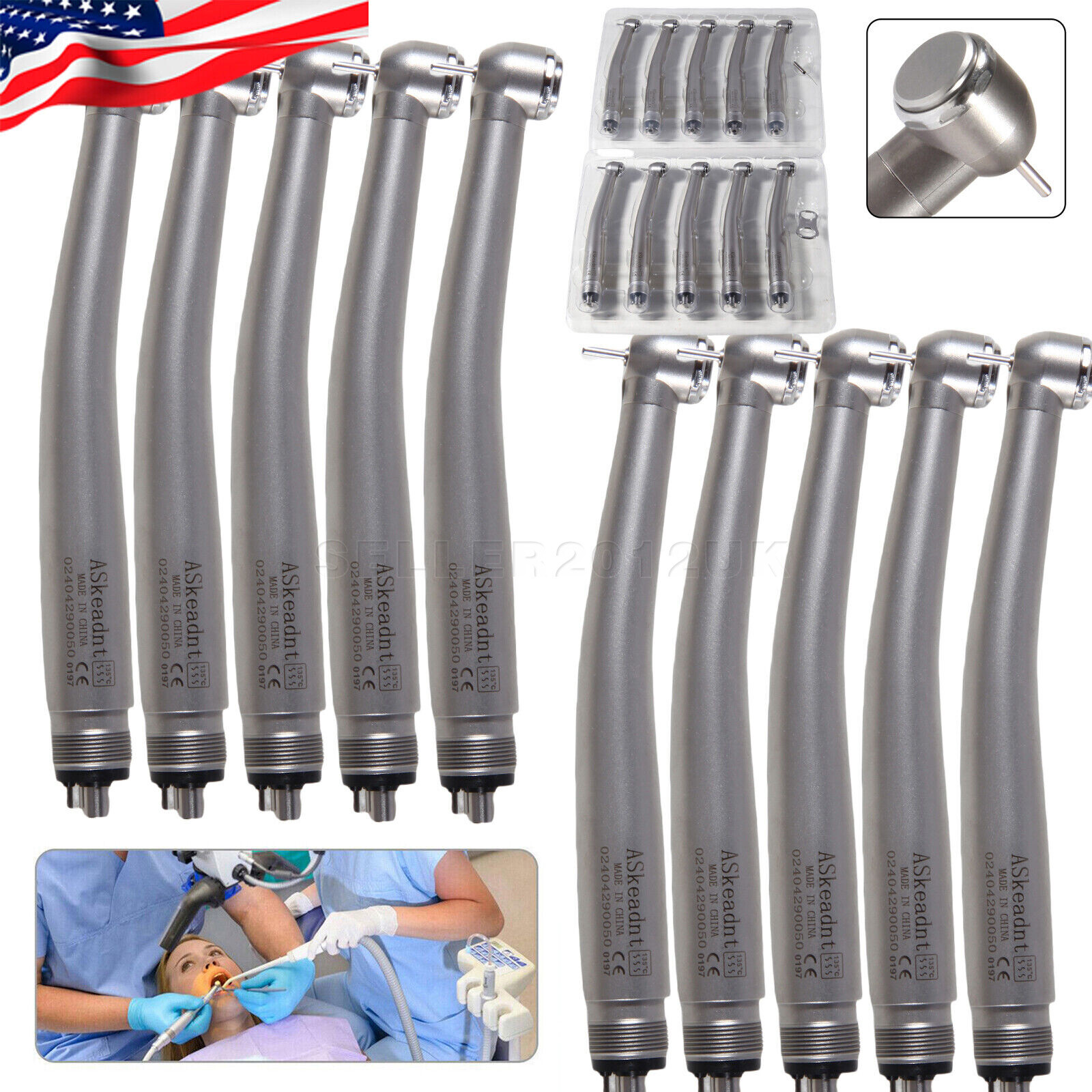 10 PCS Dental PANA MAX Style High Speed Handpiece Push Button 4 Hole Midwest