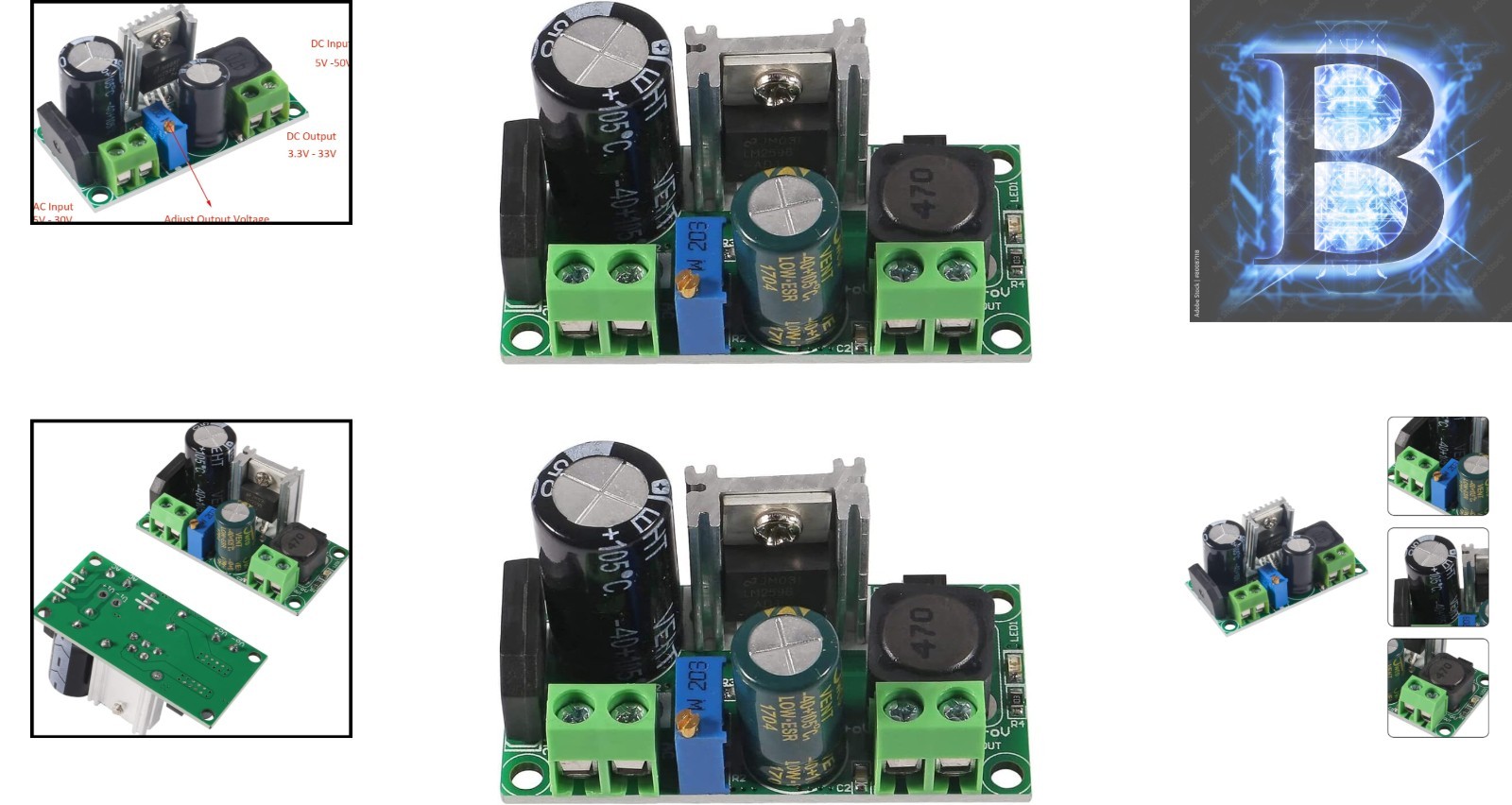 2PCS LM2596HV Buck Converter Module: Adjustable AC/DC Voltage Regulator 2A