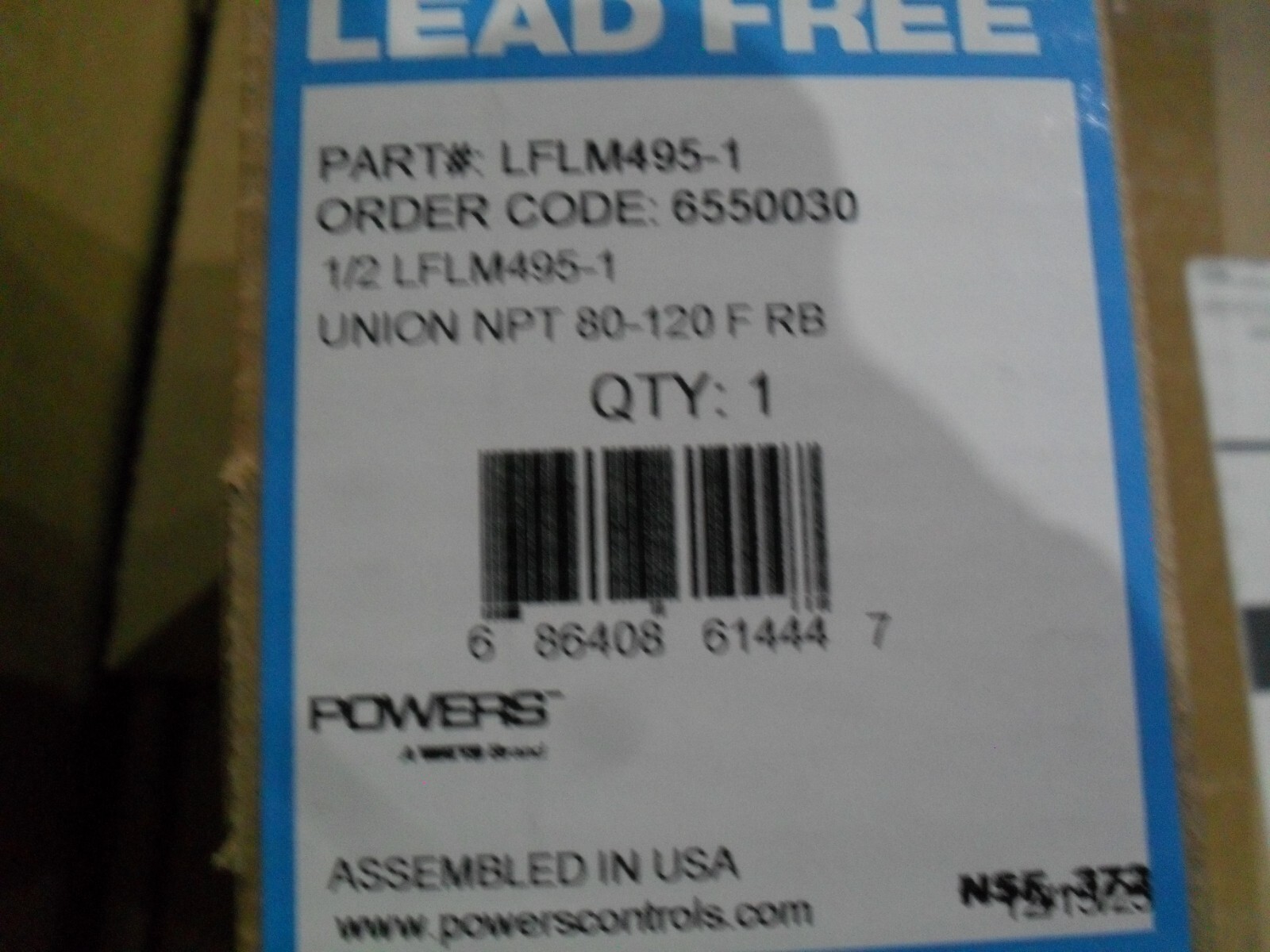 Watts Powers 6550030 LFLM495-1 Union NPT 1/2″ 80-120 degree tempering valve