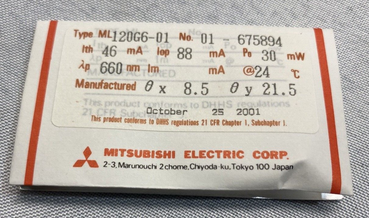 Mitsubishi Laser Diode ML120G6-01, 660nm, Red, 30mW TO-18 LD 5.6mm Qty 10, New