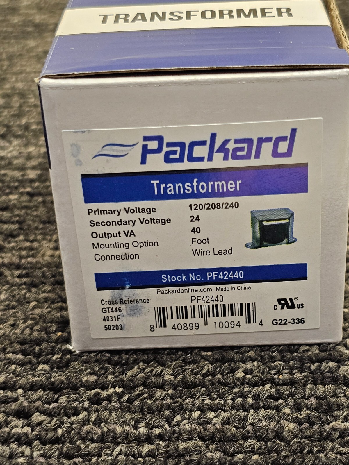 (QTY 2) Packard PF42440 Transformer Foot Mount Class II PRI 120/208/240V 40VA