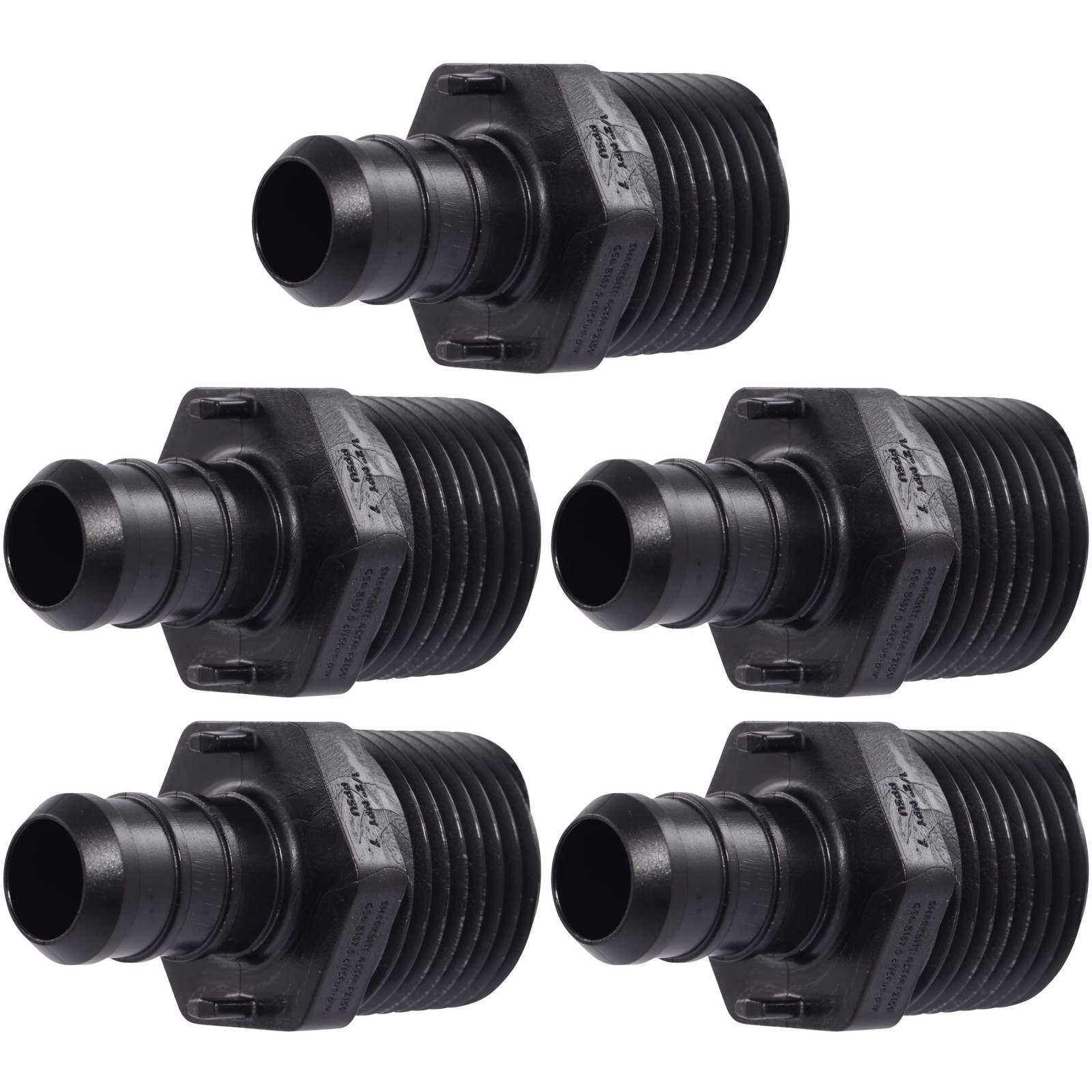 SharkBite 1/2 in. Barb X 1/2 in. D MNPT Poly Alloy Male Adapter 5-Pack