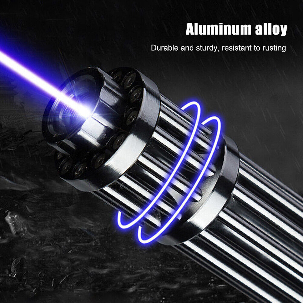 10Watt Adjustable High Powerful Blue Light Pointer Visible Dot Torch Laser