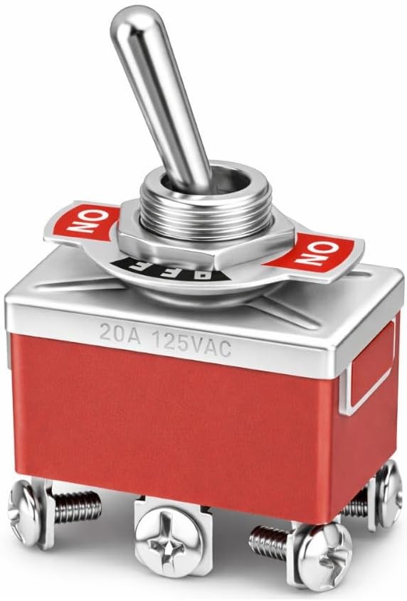 One-Side Momentary Metal Toggle Switch 20 Amp at 12VDC 125VAC (ON)/Off/ON