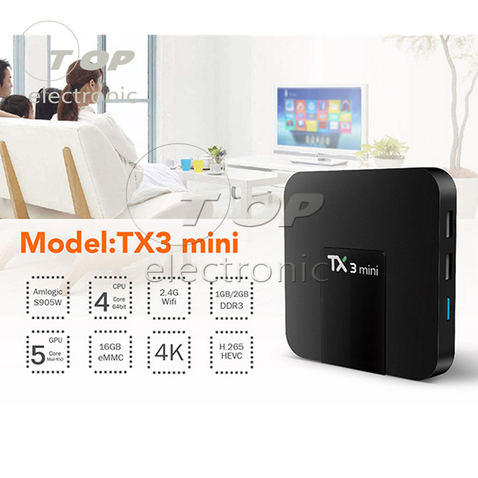 TX3 mini 4K S905W Quad Core CPU Android 7.1 TV 2.4GHz WiFi HD Media 2GB+16GB
