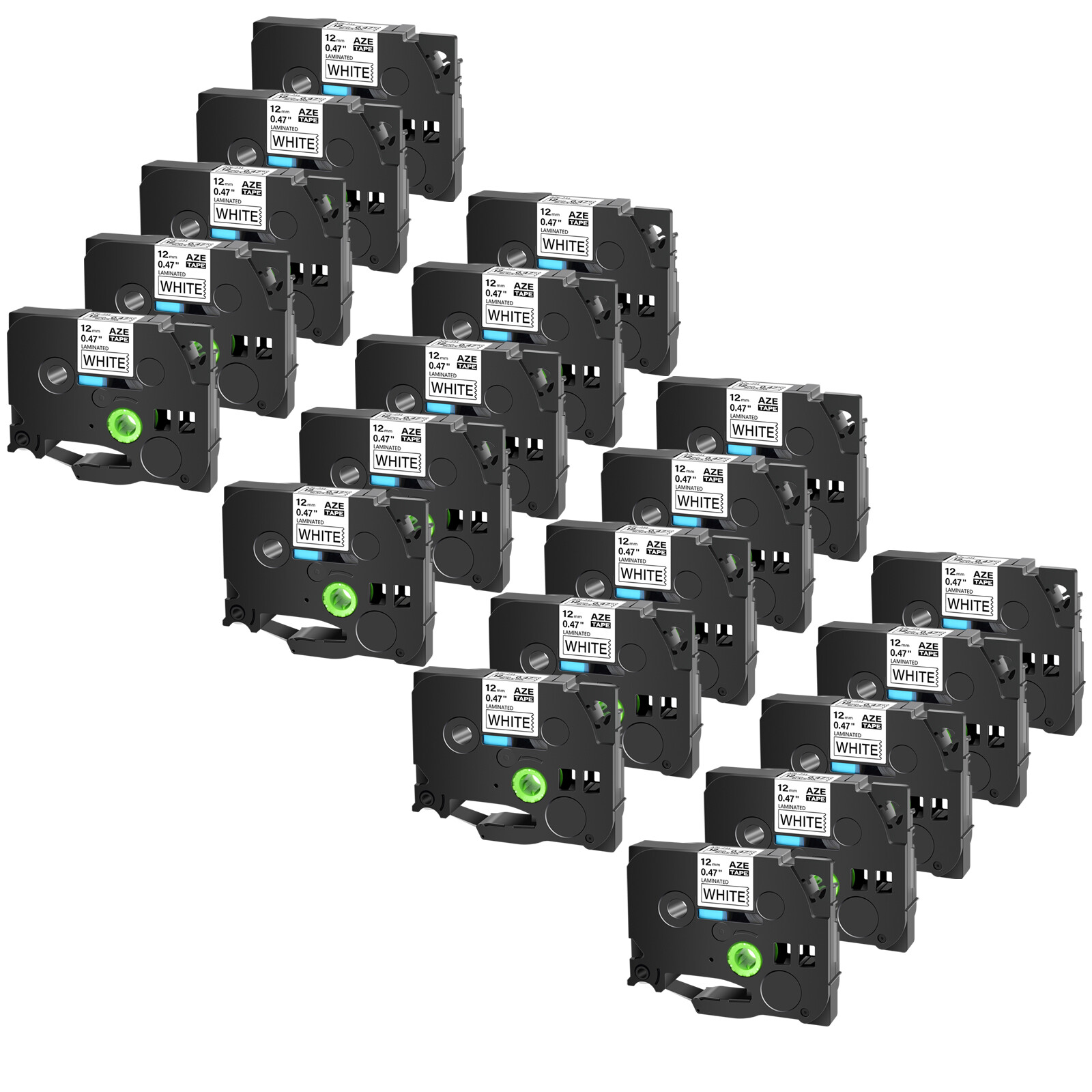 20PK For Brother TZe-231 TZ-231 12mm Black on White Standard Laminated Tape 231